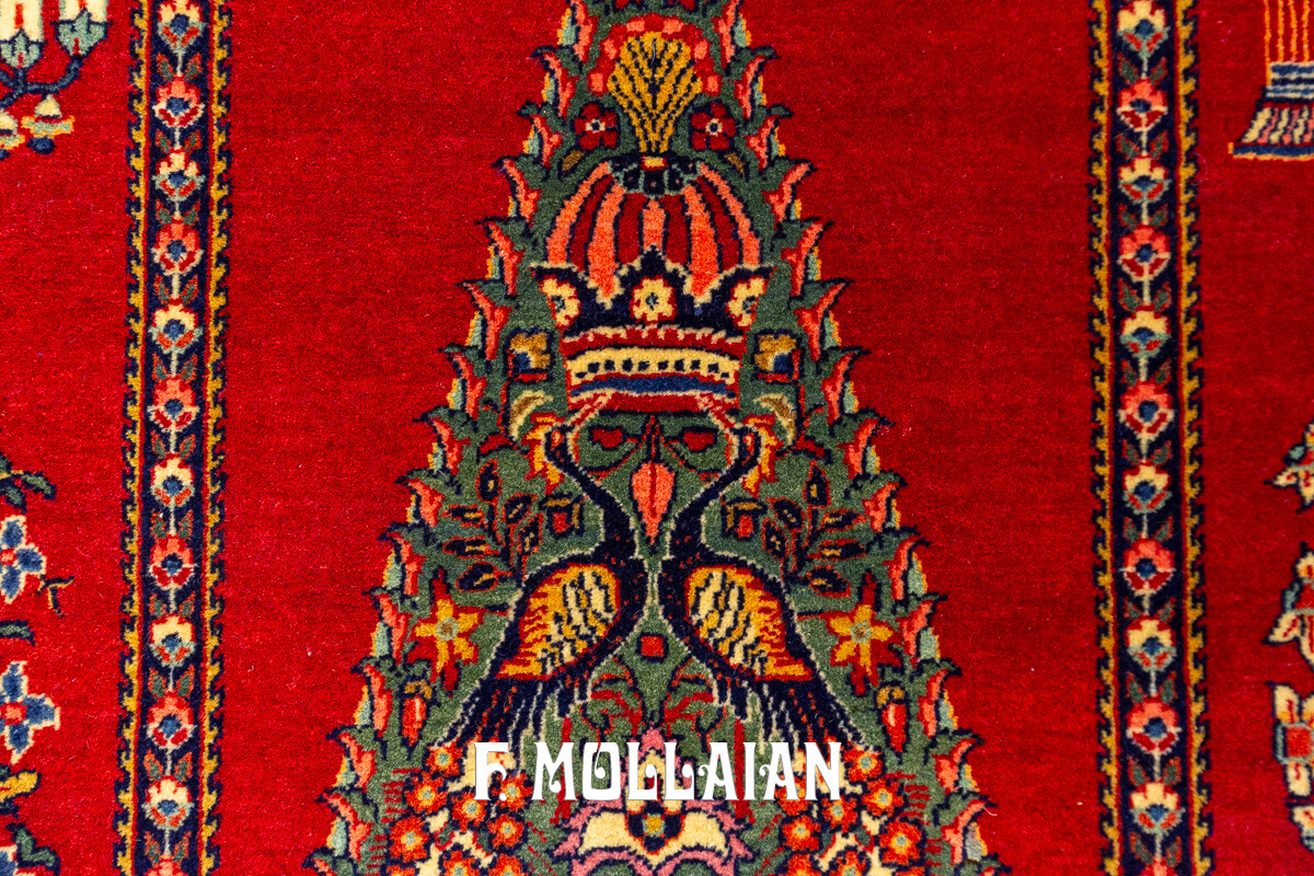 Kashan Dabir Carpet Red Prayer Field  n°:802543